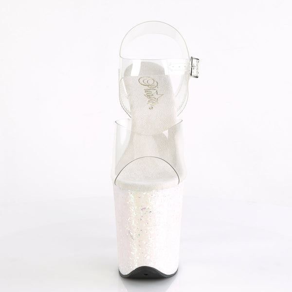 FLAMINGO-808LG Plateau Sandaletten Opal Rosa Glitzer von Pleaser – Ansicht 2