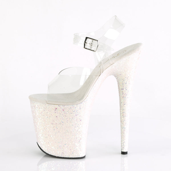 FLAMINGO-808LG Plateau Sandaletten Opal Rosa Glitzer von Pleaser – Ansicht 3