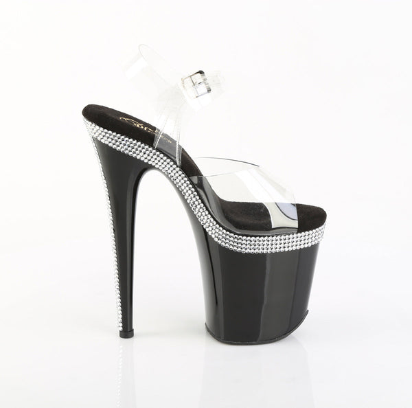 FLAMINGO-808MLS Plateau Sandaletten Schwarz Lack Strass von Pleaser – Ansicht 5