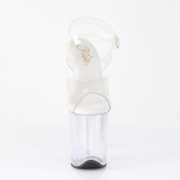 FLAMINGO-808MMG Plateau Sandaletten Transparent Glitzer von Pleaser – Ansicht 2