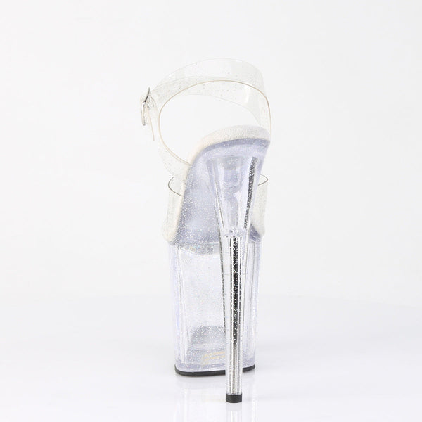 FLAMINGO-808MMG Plateau Sandaletten Transparent Glitzer von Pleaser – Ansicht 4