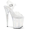 FLAMINGO-808MMG Plateau Sandaletten Transparent Glitzer von Pleaser
