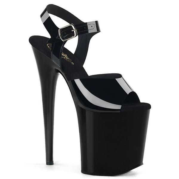 FLAMINGO-808N Plateau Sandaletten Schwarz Lack von Pleaser