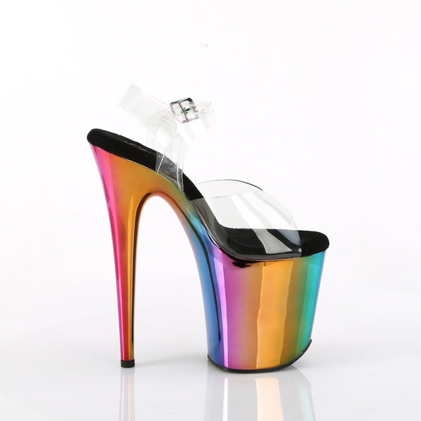 FLAMINGO-808RC High Heels Sandaletten - Transparent/Schwarz/Mehrfarbig von Pleaser – Ansicht 5