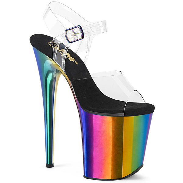 FLAMINGO-808RC High Heels Sandaletten - Transparent/Schwarz/Mehrfarbig von Pleaser