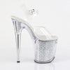 FLAMINGO-808RSI Plateau Sandaletten Silber/Transparent Glitzer von Pleaser – Ansicht 5