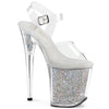 FLAMINGO-808RSI Plateau Sandaletten Silber/Transparent Glitzer von Pleaser