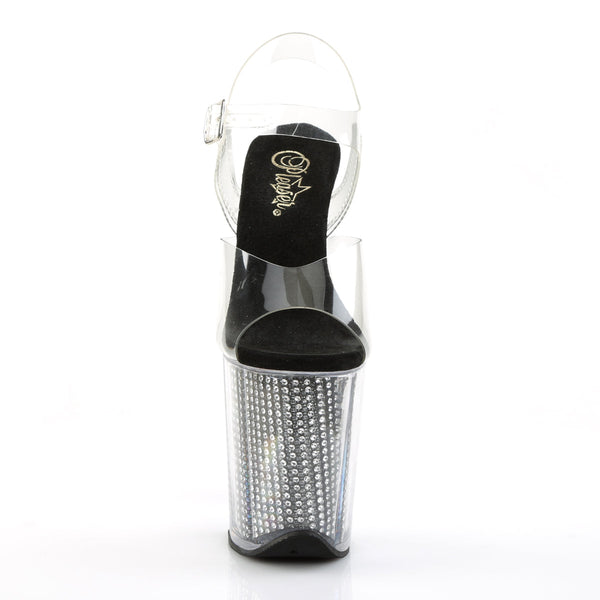 FLAMINGO-808SRS Plateau Sandaletten Silber Strass von Pleaser – Ansicht 2
