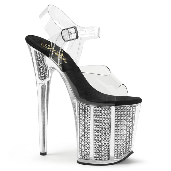FLAMINGO-808SRS Plateau Sandaletten Silber Strass von Pleaser