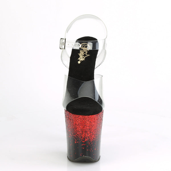 FLAMINGO-808SS Plateau Sandaletten Rot Schwarz Glitzer von Pleaser – Ansicht 2