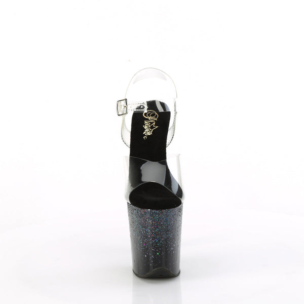 FLAMINGO-808SS Plateau Sandaletten Schwarz mit Glitzer von Pleaser – Ansicht 2