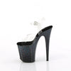 FLAMINGO-808SS Plateau Sandaletten Schwarz mit Glitzer von Pleaser – Ansicht 3