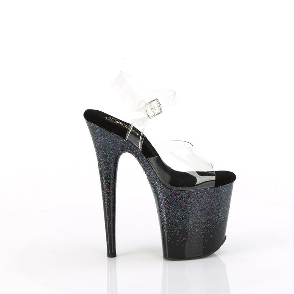 FLAMINGO-808SS Plateau Sandaletten Schwarz mit Glitzer von Pleaser – Ansicht 5