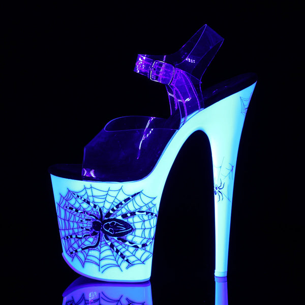 FLAMINGO-808SW Plateau Sandaletten Neon Weiß Spinne von Pleaser – Ansicht 3