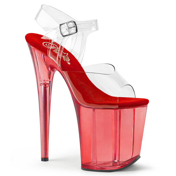 FLAMINGO-808T Plateau Sandaletten Rot Transparent von Pleaser