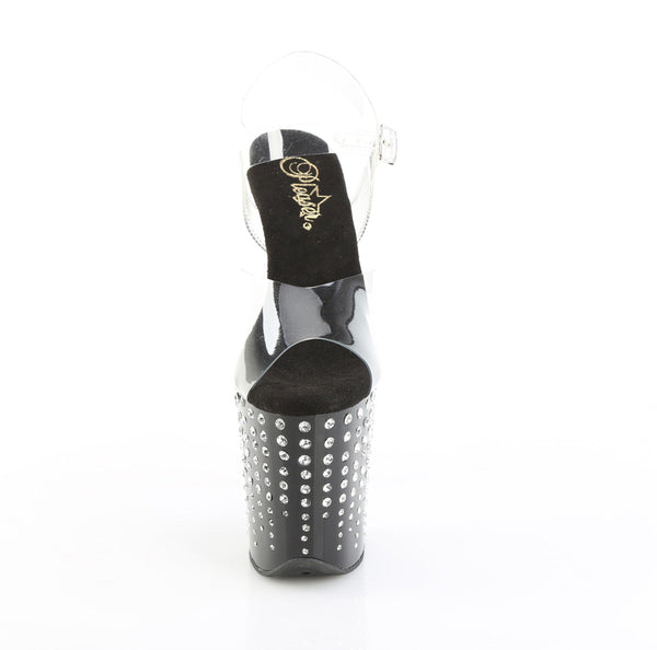 FLAMINGO-808TDRS Plateau Sandaletten Schwarz Lack Strass von Pleaser – Ansicht 2