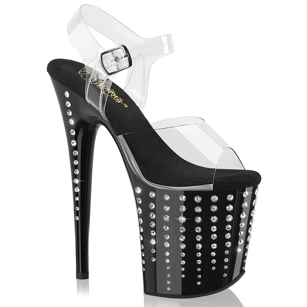 FLAMINGO-808TDRS Plateau Sandaletten Schwarz Lack Strass von Pleaser