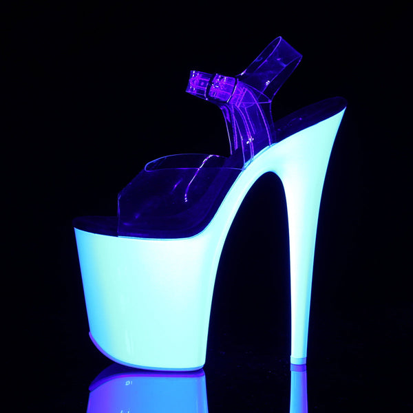 FLAMINGO-808UV Plateau Sandaletten Weiß UV Schwarzlicht von Pleaser – Ansicht 3