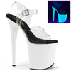 FLAMINGO-808UV Plateau Sandaletten Weiß UV Schwarzlicht von Pleaser