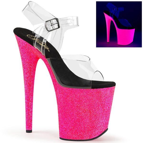 FLAMINGO-808UVG Plateau Sandaletten Pink UV Schwarzlicht von Pleaser