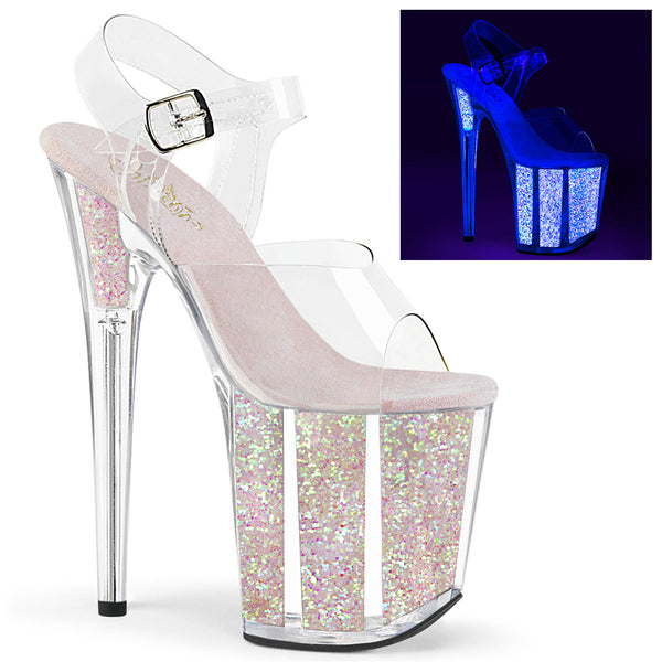 FLAMINGO-808UVG Plateau Sandaletten UV Schwarzlicht von Pleaser