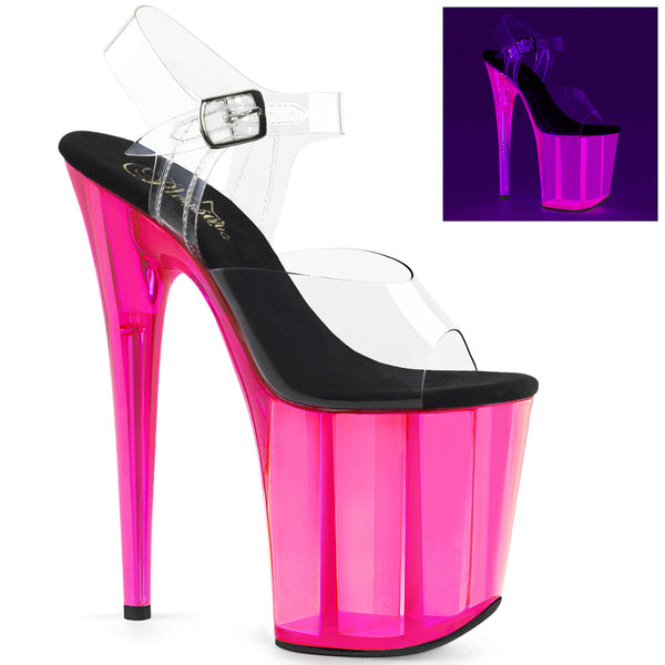 FLAMINGO-808UVT Plateau Sandaletten Hot Pink UV von Pleaser