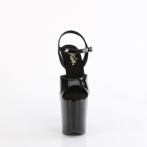 FLAMINGO-809GP Plateau Sandaletten Schwarz Glitzer von Pleaser – Ansicht 2