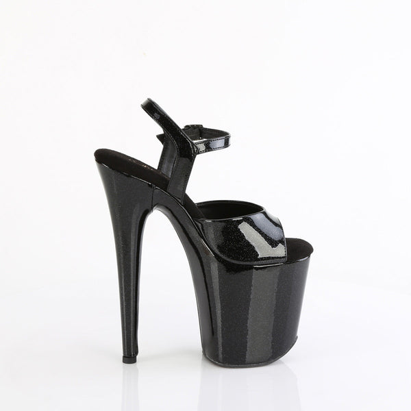 FLAMINGO-809GP Plateau Sandaletten Schwarz Glitzer von Pleaser – Ansicht 5