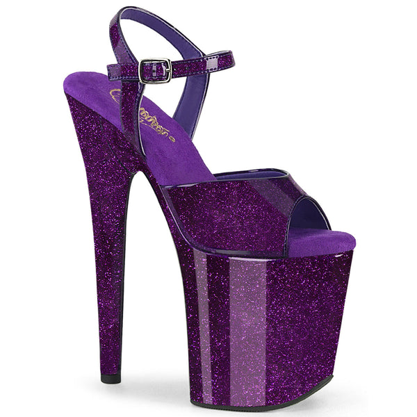 FLAMINGO-809GP Plateau Sandaletten Lila Shiny Flakes von Pleaser