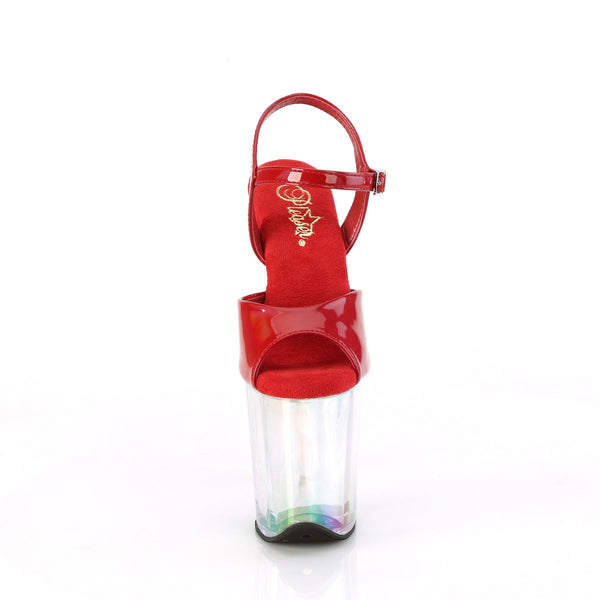 FLAMINGO-809HT Plateau Sandaletten Rot/Transparent Holografisch von Pleaser – Ansicht 2