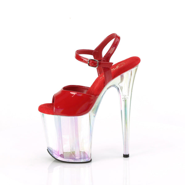 FLAMINGO-809HT Plateau Sandaletten Rot/Transparent Holografisch von Pleaser – Ansicht 3