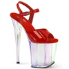 FLAMINGO-809HT Plateau Sandaletten Rot/Transparent Holografisch von Pleaser