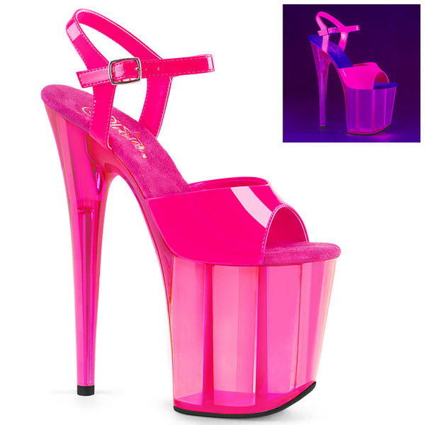 FLAMINGO-809UVT Plateau Sandaletten Neon Pink UV von Pleaser