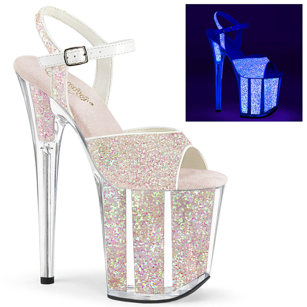 FLAMINGO-810UVG Plateau Sandaletten Glitter Neon Opal UV von Pleaser