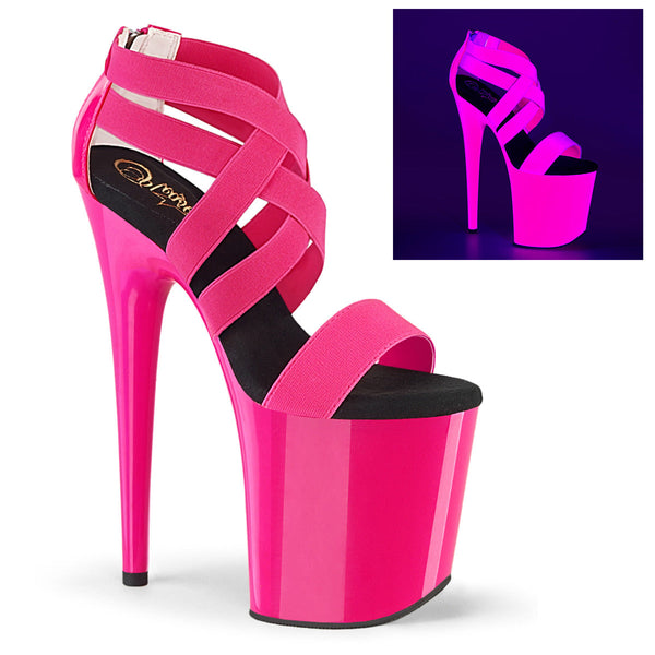 FLAMINGO-869UV Plateau Sandaletten Neon Pink UV von Pleaser