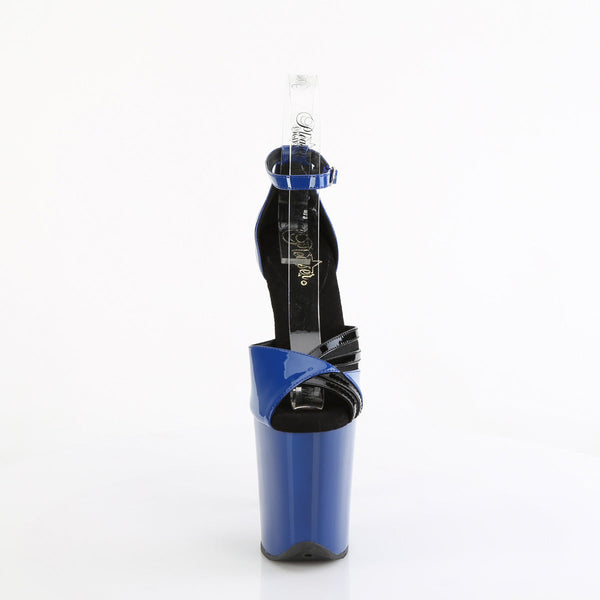 FLAMINGO-884 Plateau Sandaletten Blau/Schwarz Lack von Pleaser – Ansicht 2