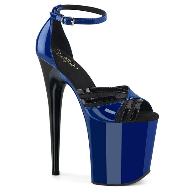 FLAMINGO-884 Plateau Sandaletten Blau/Schwarz Lack von Pleaser