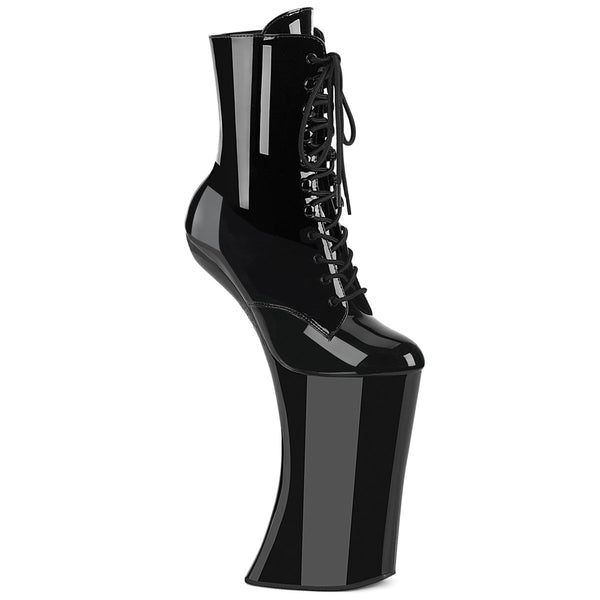 FORBIDDEN-1020 Plateau Pony Stiefeletten - Schwarz Lack von Pleaser