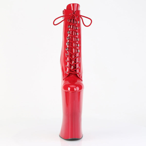 FORBIDDEN-1020 Plateau Pony Stiefeletten - Rot Lack von Pleaser – Ansicht 2