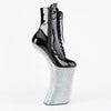 FORBIDDEN-1020BEJ Plateau Pony Stiefeletten - Schwarz Lack/Silber Strass von Pleaser – Ansicht 5