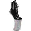 FORBIDDEN-1020BEJ Plateau Pony Stiefeletten - Schwarz Lack/Silber Strass von Pleaser
