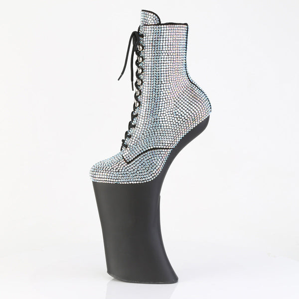 FORBIDDEN-1020RS Plateau Pony Stiefeletten - Silber Strass/Schwarz Matt von Pleaser – Ansicht 3