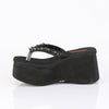 FUNN-35 Plateau Pantoletten - Schwarz Velour von DemoniaCult – Ansicht 3
