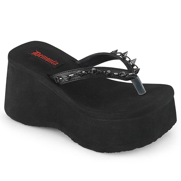 FUNN-35 Plateau Pantoletten - Schwarz Velour von DemoniaCult
