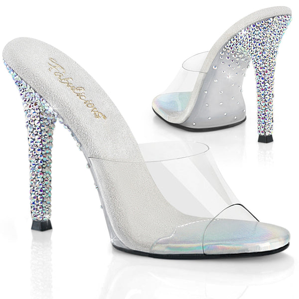 GALA-01DSP Pantoletten transparent Glitzersteine von Fabulicious