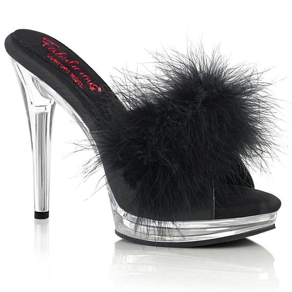 GLORY-501F-8 Marabu Pantoletten - Schwarz/Transparent von Fabulicious