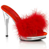 GLORY-501F-8 Marabu Pantoletten - Rot/Transparent von Fabulicious