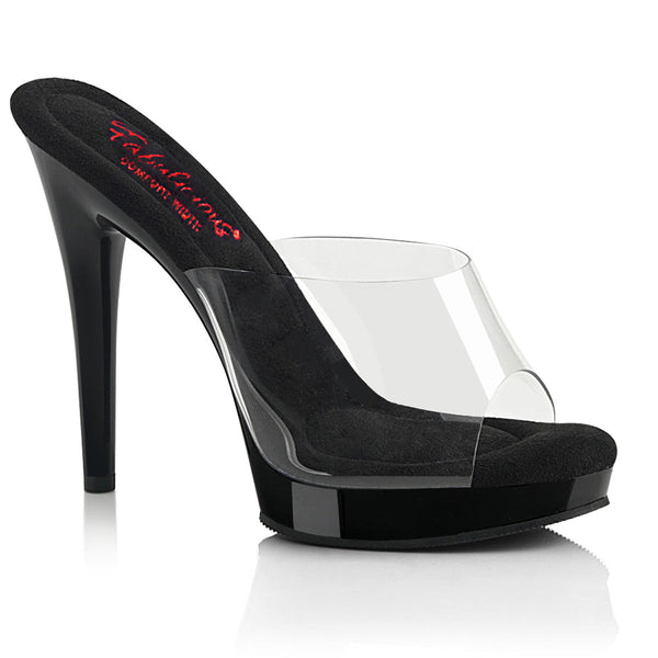 GLORY-501 High Heels Sandaletten - Transparent/Schwarz von Fabulicious