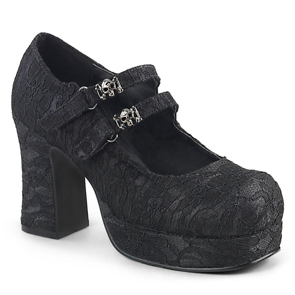 GOTHIKA-09 Plateau Pump Mary Janes Soitze schwarz von DemoniaCult