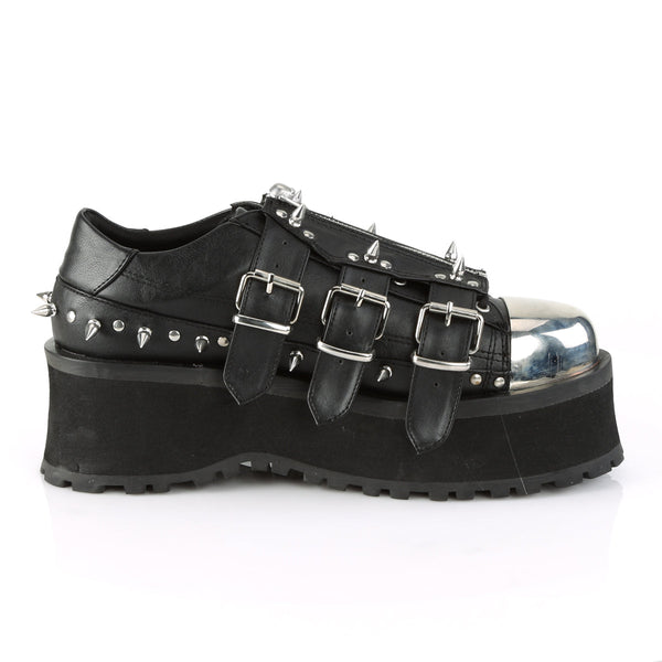 GRAVEDIGGER-03 Plateau Schuh schwarz Schnallen und Nieten Gothic von DemoniaCult – Ansicht 5